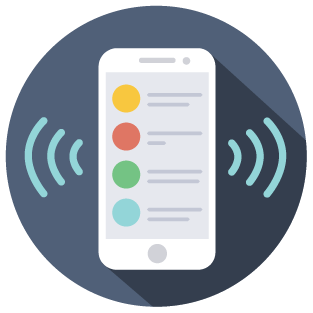 Graphic of a smartphone app sending a message.