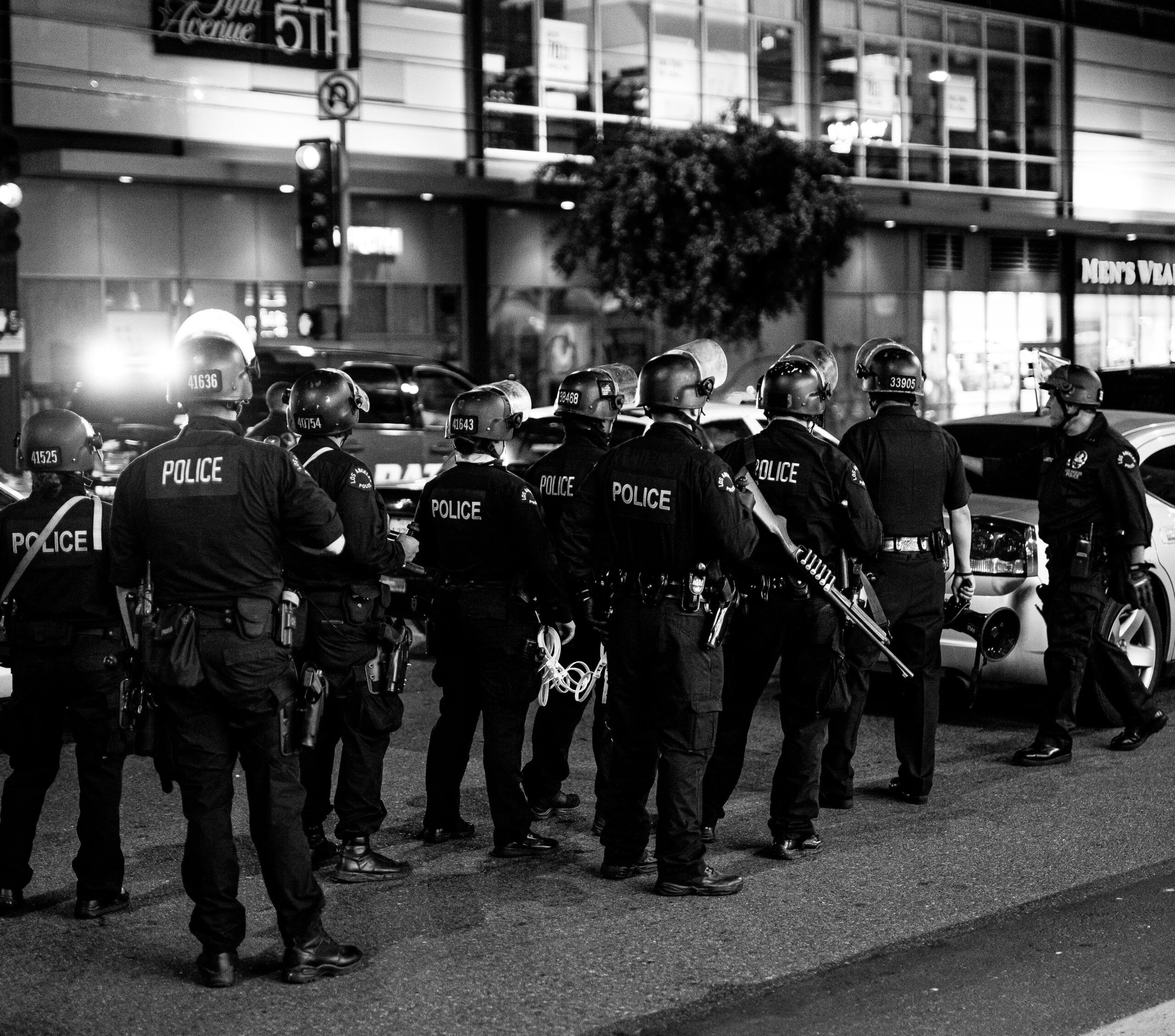 Police  in formation during an event.