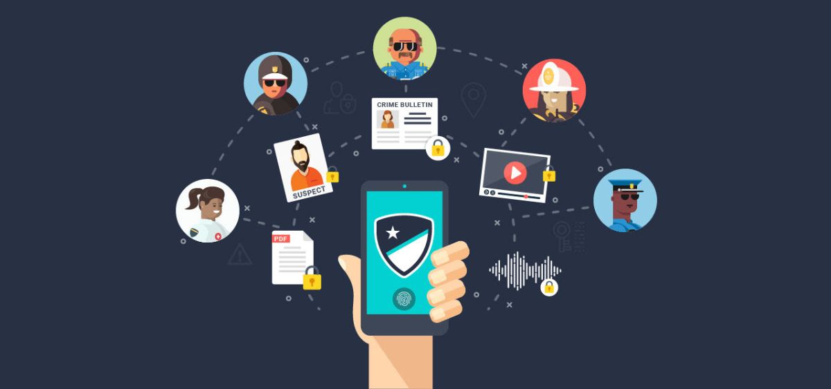 Graphic showing how a smartphone app can connect multiple team members.